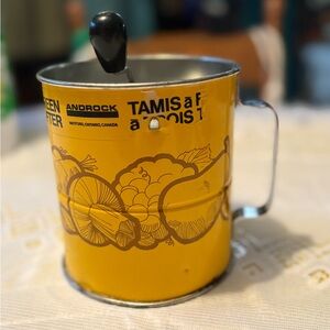 Vintage Androck Yellow Flour Sifter with Handle